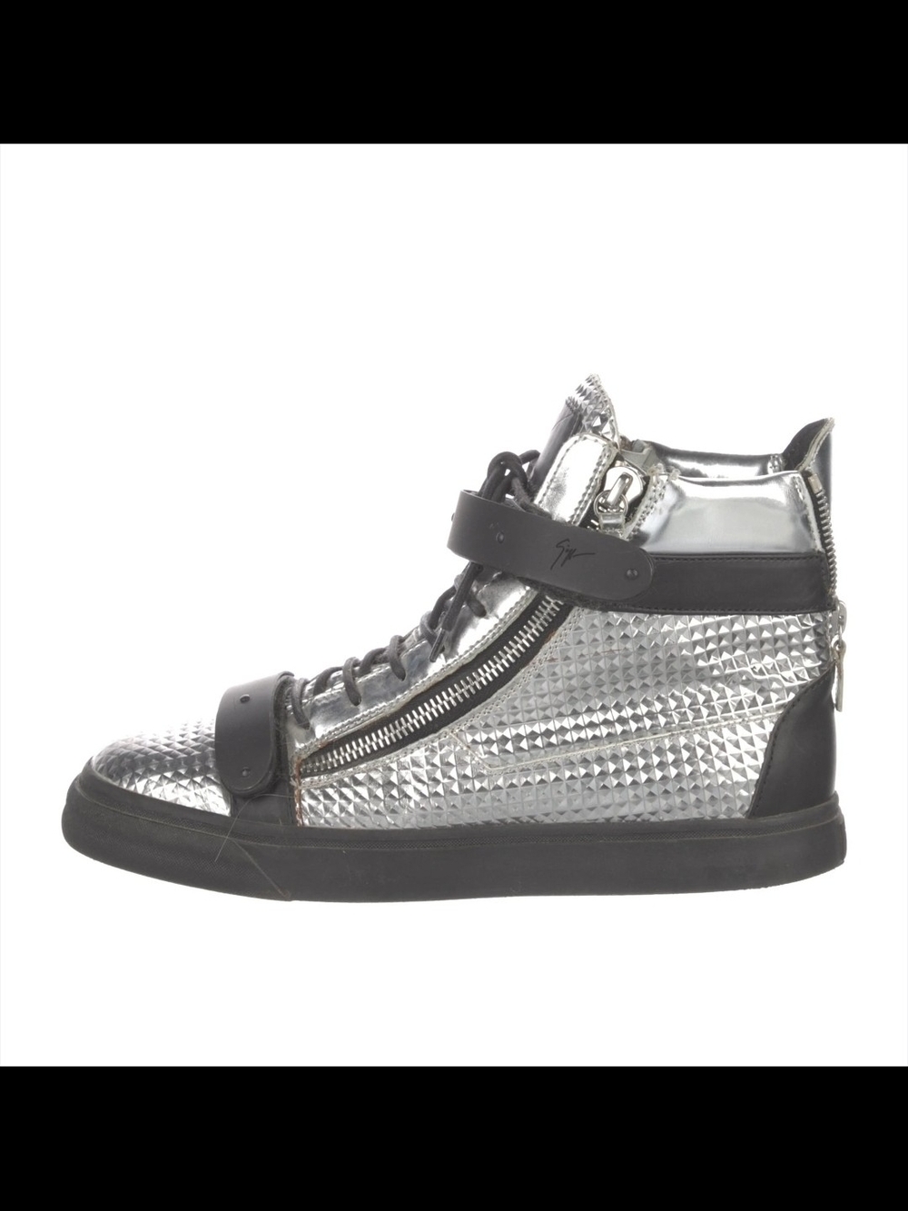 Giuseppe Zanotti | Men's Silver and Black High-Top Sneakers